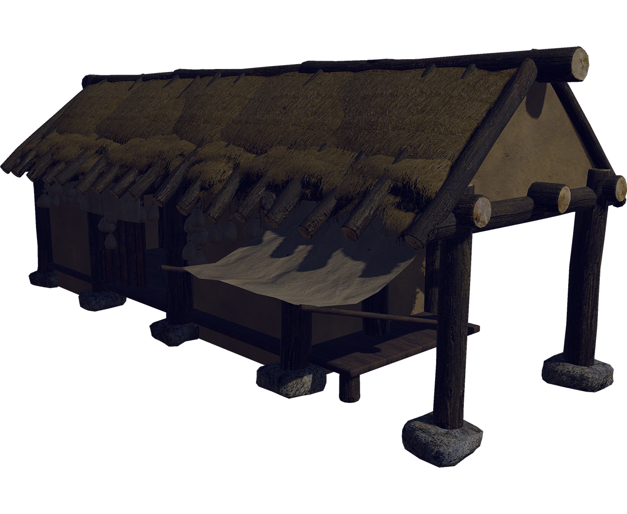 A house with a hay roof