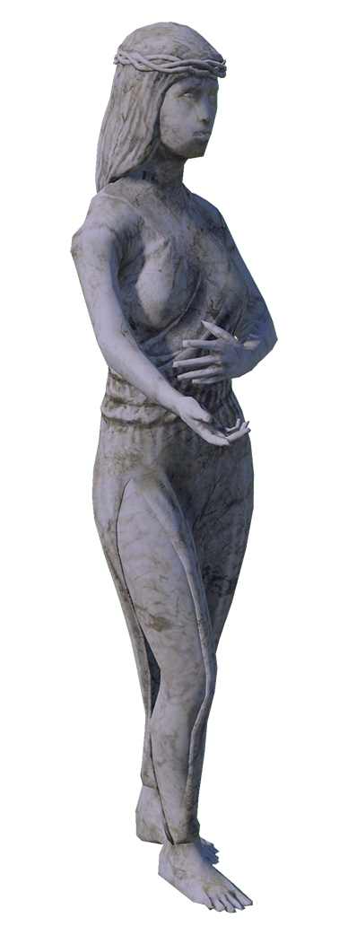 A statue of a woman holding her hand out