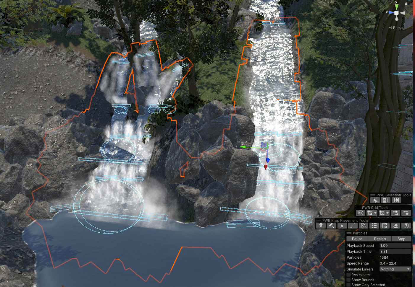 Particles Waterfall with particles