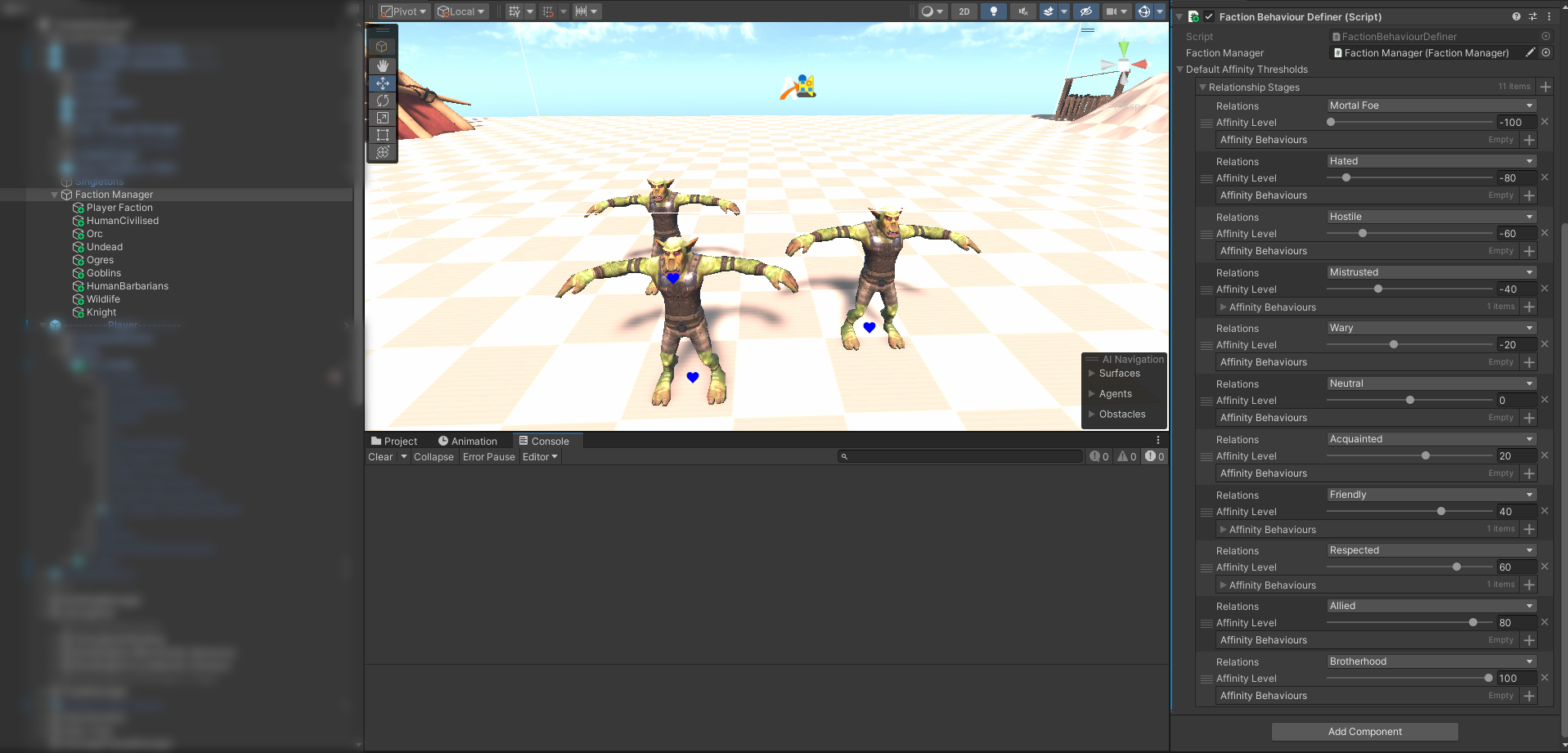 Orcs Bunch of orcs in unity's UI, pay attention to the unity UI on the right with the affinities.